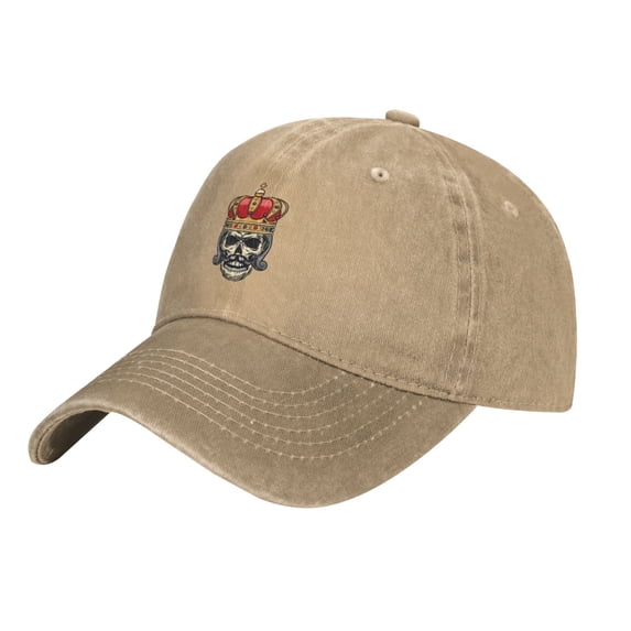 XMXT Cotton Baseball Cap, Cartoon King Skull Print Mens Baseball Hats, Natural