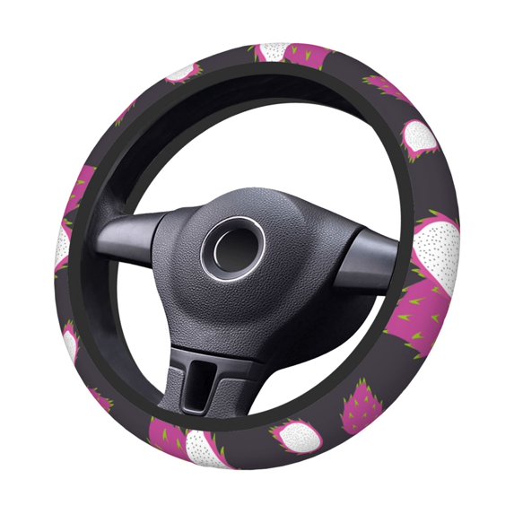 XMXT Cute Cartoon Dragon Fruit Steering Wheel Cover, Elastic Non-Slip Universal Fit Car Decor Accessories Protector for Auto SUV Trucks