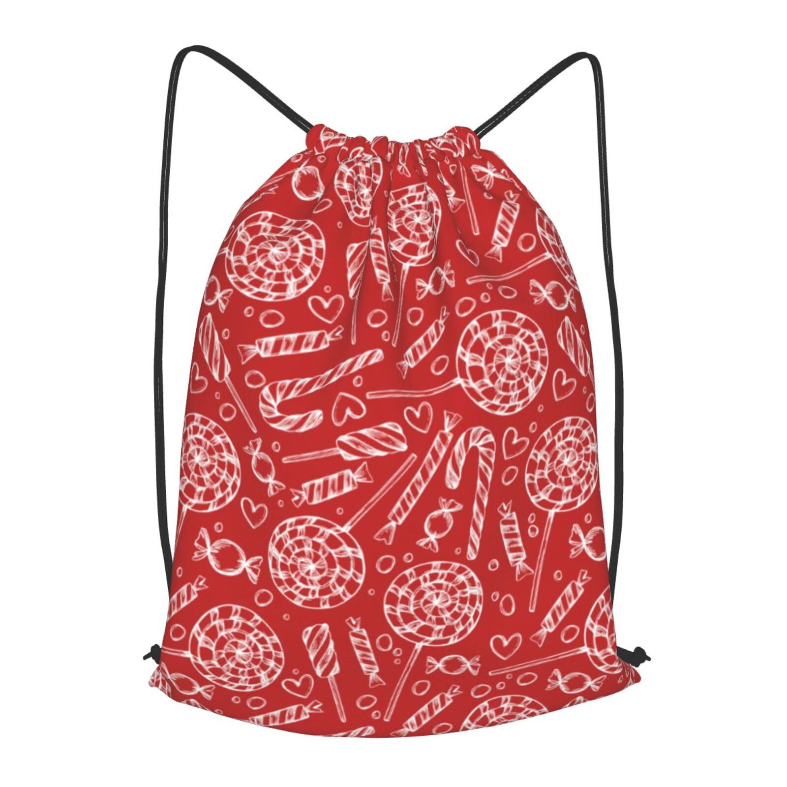 String Backpack Red XMXT Drawstring Backpack, Red Lollipop Candy Hand Drawn Waterproof Gym ...