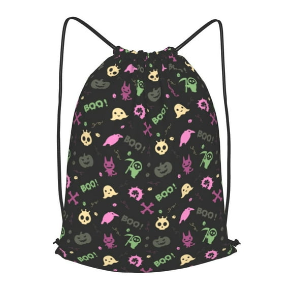 XMXT Drawstring Travel Backpack, Halloween Cartoon Ghost Patterns Waterproof Gym Bag for Women, s
