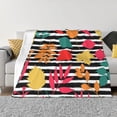 thumbnail image 1 of XMXT Flannel Throw Blanket for Couch, Black Striped Leaves Bed Sofa Decor Blankets for Home Bedroom, 60 x 50 inches, 1 of 9