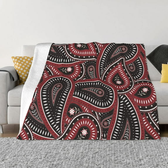 XMXT Flannel Throw Blanket for Couch, Budapest Ethnic Floral Print Bed Sofa Decor Blankets for Home Bedroom, 40 x 30 inches