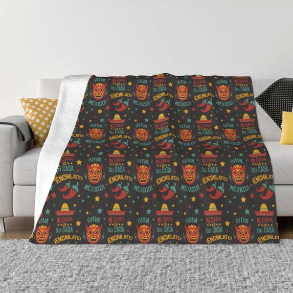XMXT Flannel Throw Blanket for Couch, Mexican Cowboy Hat Chili Pepper Bed Sofa Decor Blankets for Home Bedroom, 40 x 30 inches