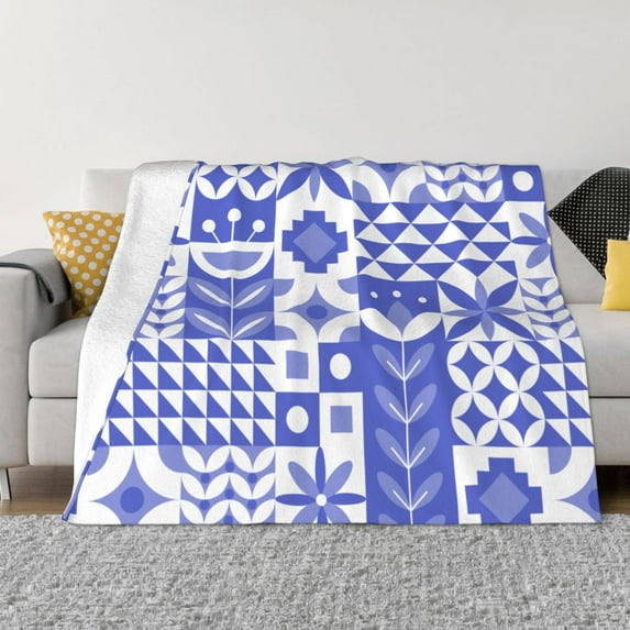 XMXT Flannel Throw Blanket for Couch, Scandinavian Design Prints Bed Sofa Decor Blankets for Home Bedroom, 80 x 60 inches