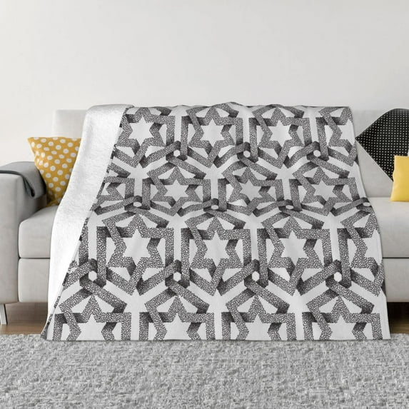 XMXT Flannel Throw Blanket for Couch, Seamless Dotted Stars Bed Sofa Decor Blankets for Home Bedroom, 40 x 30 inches