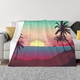 thumbnail image 1 of XMXT Flannel Throw Blanket for Couch, Warm Flat Sunset Coconut Trees Pattern Bed Sofa Decor Blankets for Home Bedroom, 60 x 50 inches, 1 of 8
