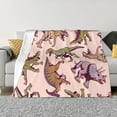 thumbnail image 1 of XMXT Flannel Throw Blanket for Couch, Warm Pink Cartoon Dinosaur Bed Sofa Decor Blankets for Home Bedroom, 60 x 50 inches, 1 of 8