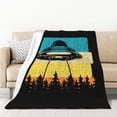 thumbnail image 1 of XMXT Flannel Warm Throw Blanket, Alien Spaceship Silhouette Bedroom Decor Blankets for Bed Couch Living Room, 50 x 70 inches, 1 of 9