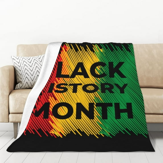 XMXT Flannel Warm Throw Blanket, Black History Month Pattern Bedroom Decor Blankets for Bed Couch Living Room, 50 x 70 inches