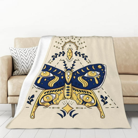 XMXT Flannel Warm Throw Blanket, Flat Eyes Butterfly Bedroom Decor Blankets for Bed Couch Living Room, 50 x 70 inches