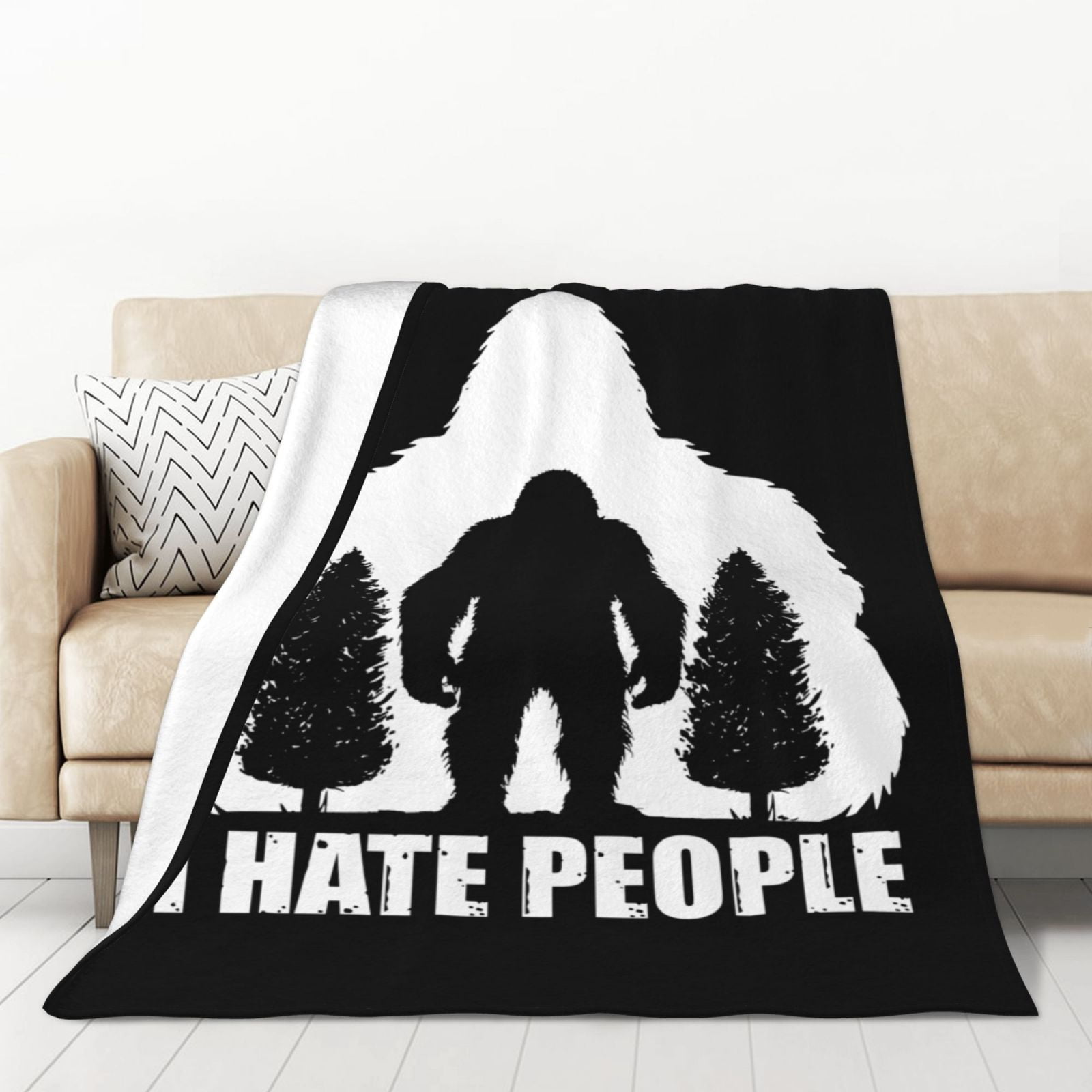 XMXT Flannel Warm Throw Blanket, I Hate Humans Slogan Print Bedroom