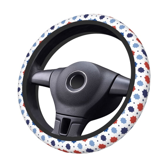 XMXT Flat Americana Geometric Steering Wheel Cover, Elastic Non-Slip Universal Fit Car Decor Accessories Protector for Auto SUV Trucks