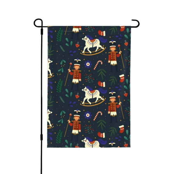 XMXT Garden Decor Flags, Cartoon Soldier White Horse Double-Sided Garden Flags, 12.5 x 18 inches