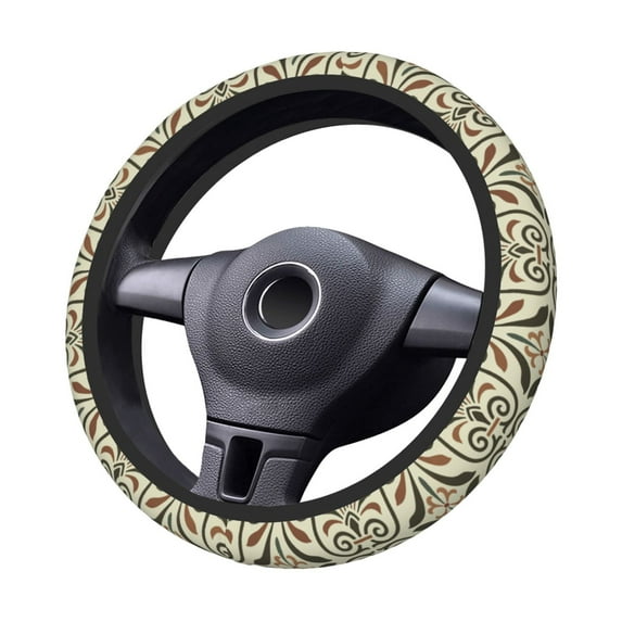 XMXT Greek Style Print Steering Wheel Cover, Elastic Non-Slip Universal Fit Car Decor Accessories Protector for Auto SUV Trucks