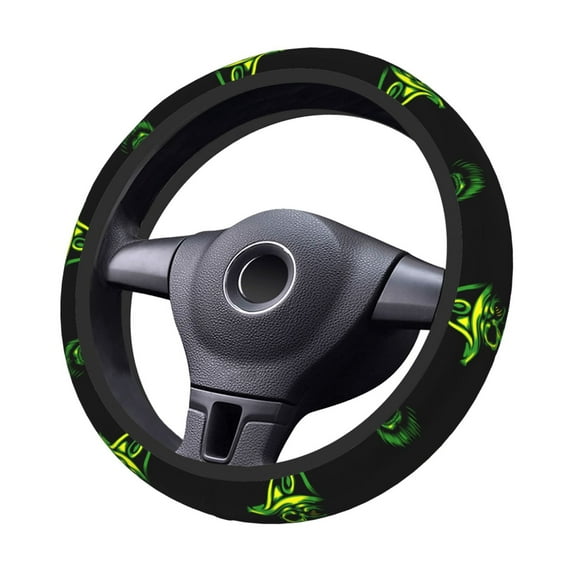 XMXT Green Skull Captain Steering Wheel Cover, Elastic Non-Slip Universal Fit Car Decor Accessories Protector for Auto SUV Trucks