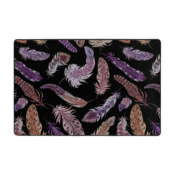 XMXT Indoor Area Rug, Colorful Feather Design Non-Slip Polyester Rugs for Living Room, 36 x 24 inches