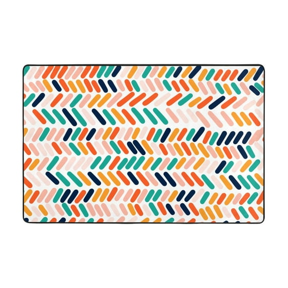 XMXT Indoor Area Rug, Colorful Round Line Prints Non-Slip Polyester Rugs for Living Room, 72 x 48 inches