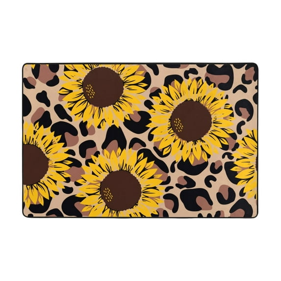 XMXT Indoor Area Rug, Leopard Sunflower Print Non-Slip Polyester Rugs for Living Room, 36 x 24 inches