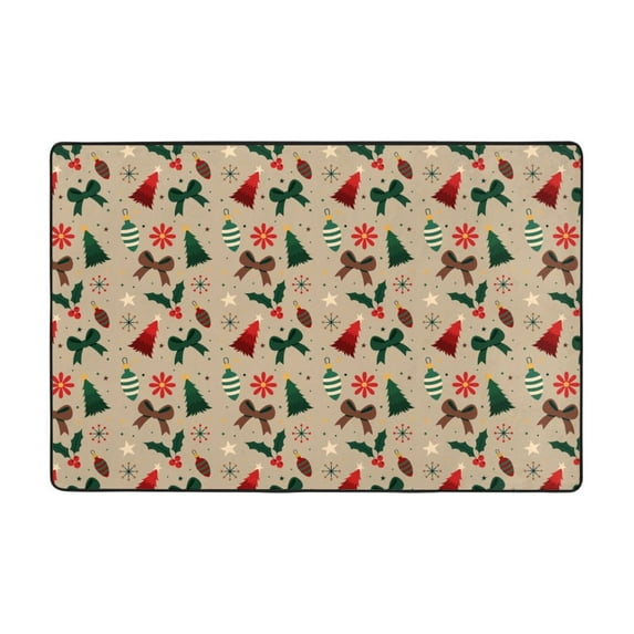 XMXT Indoor Area Rug Mat, Christmas Lights Bow Non-Slip Polyester Bedroom Rugs for Living Room Home Decor, 36 x 24 inches