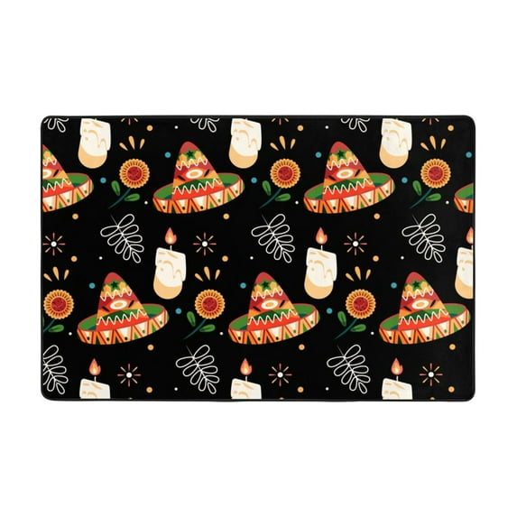 XMXT Indoor Area Rug Mat, Mexican Hat Decor Print Non-Slip Polyester Bedroom Rugs for Living Room Home Decor, 36 x 24 inches