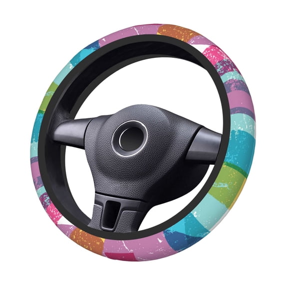 XMXT Irregular Digital Printing Steering Wheel Cover, Elastic Non-Slip Universal Fit Car Decor Accessories Protector for Auto SUV Trucks