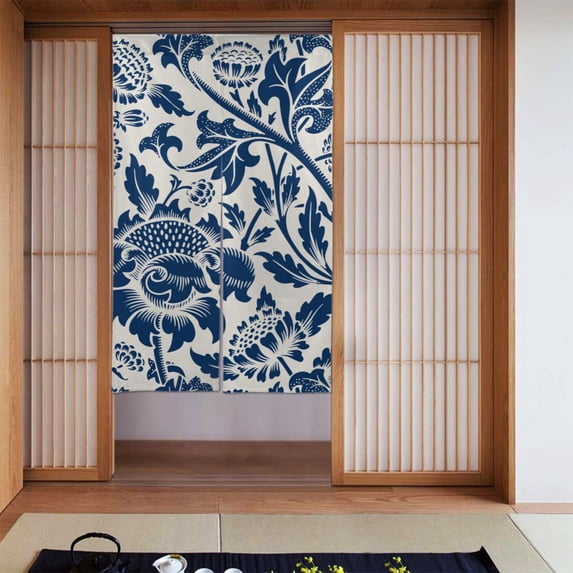 XMXT Japanese Noren Doorway Room Divider Curtain,Blue Celadon Texture Restaurant Closet Door Entrance Kitchen Curtains, 34 x 56 inches