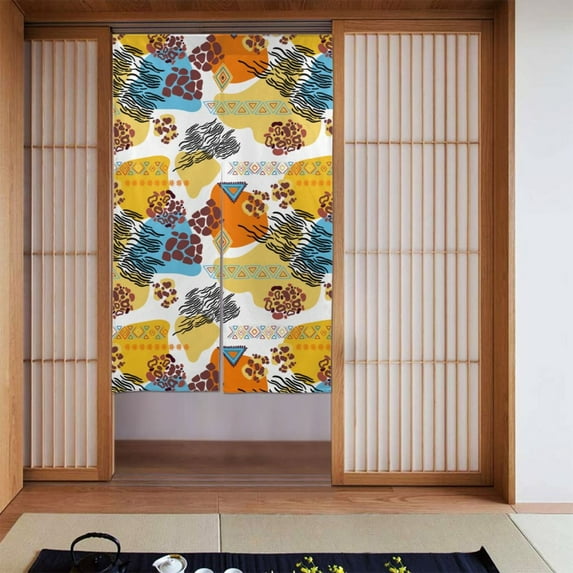 XMXT Japanese Noren Doorway Room Divider Curtain,Bohemian Decor Leopard Restaurant Closet Door Entrance Kitchen Curtains, 34 x 56 inches