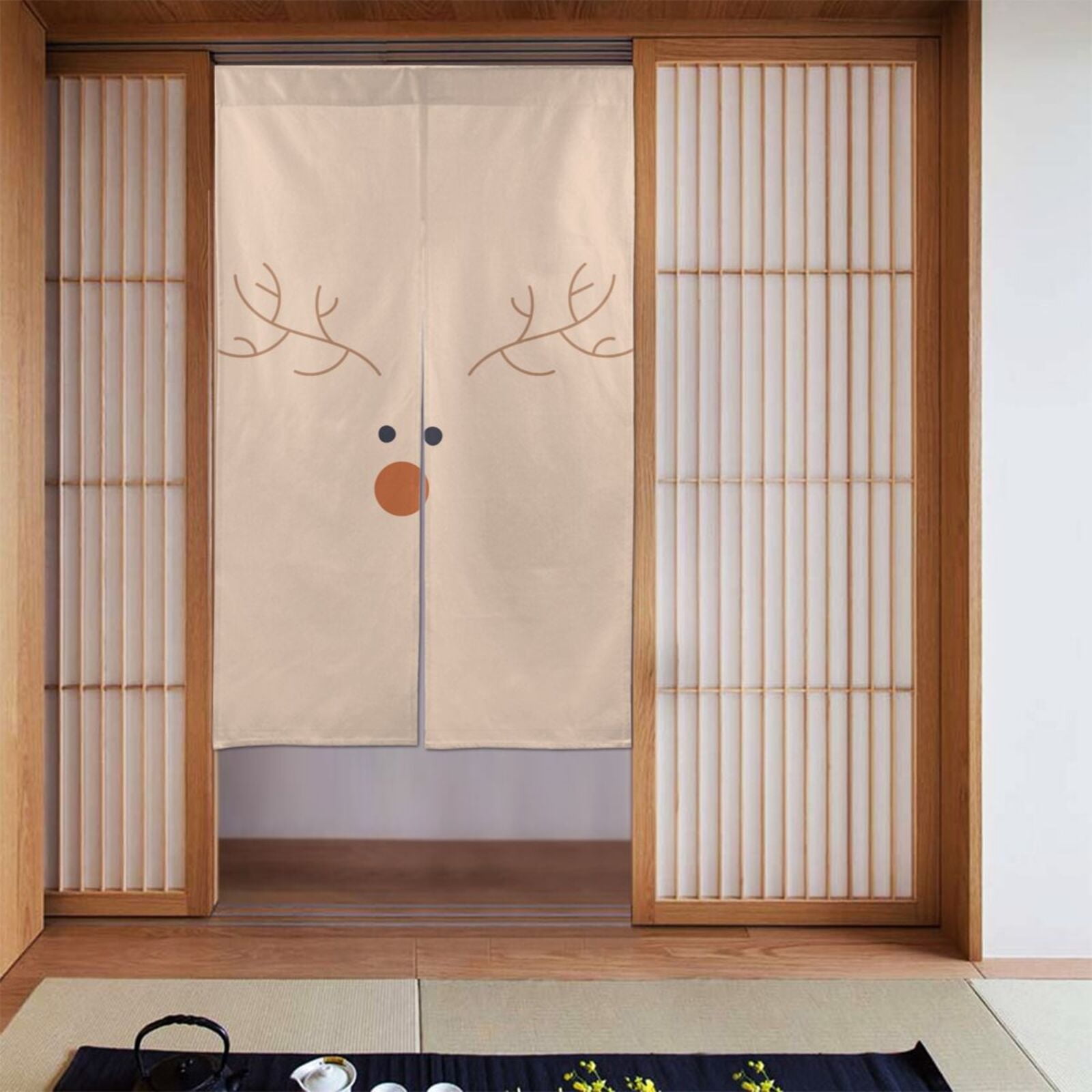 XMXT Japanese Noren Doorway Room Divider Curtain,Minimalist Cute Moose