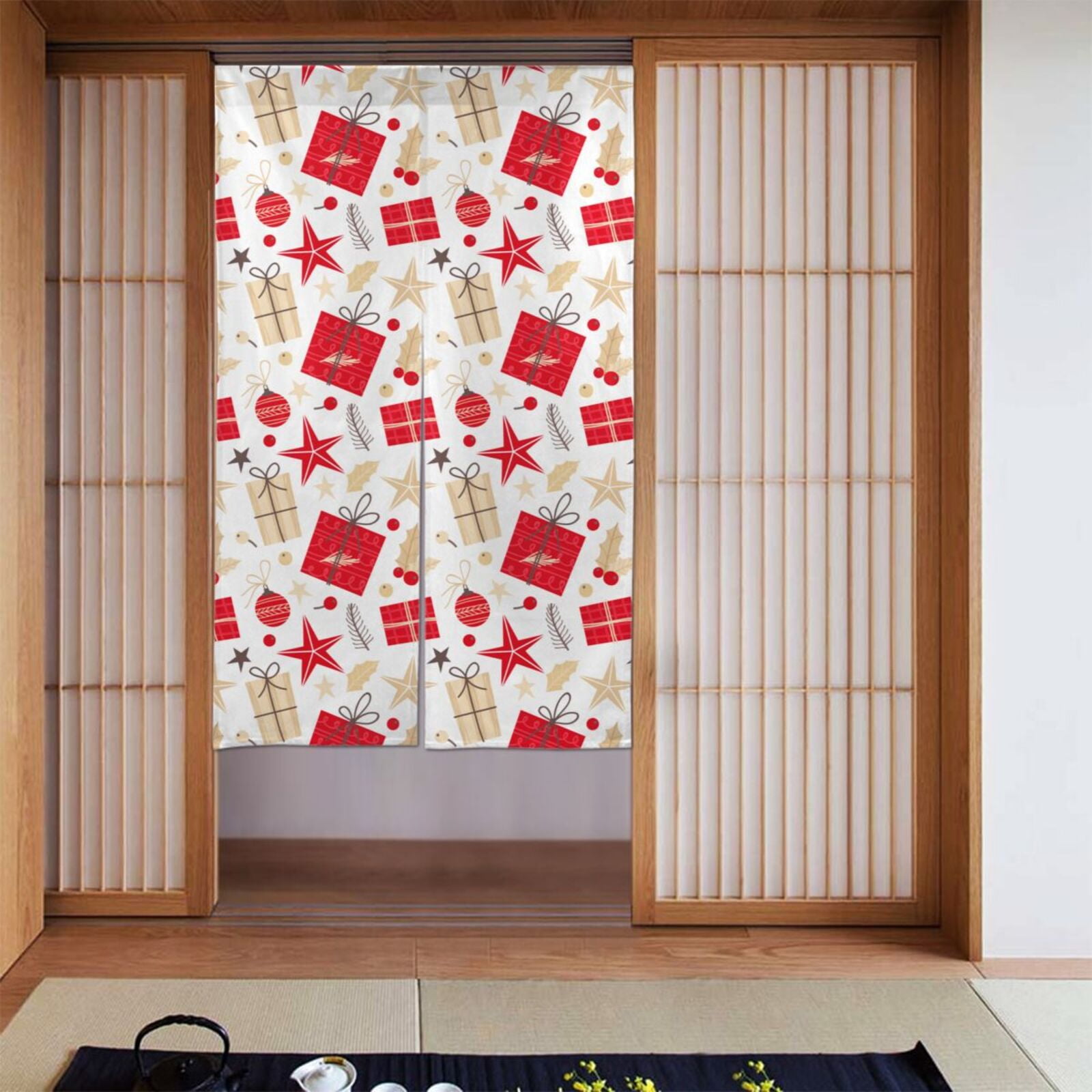 XMXT Japanese Noren Doorway Room Divider Curtain,Red Christmas Box ...