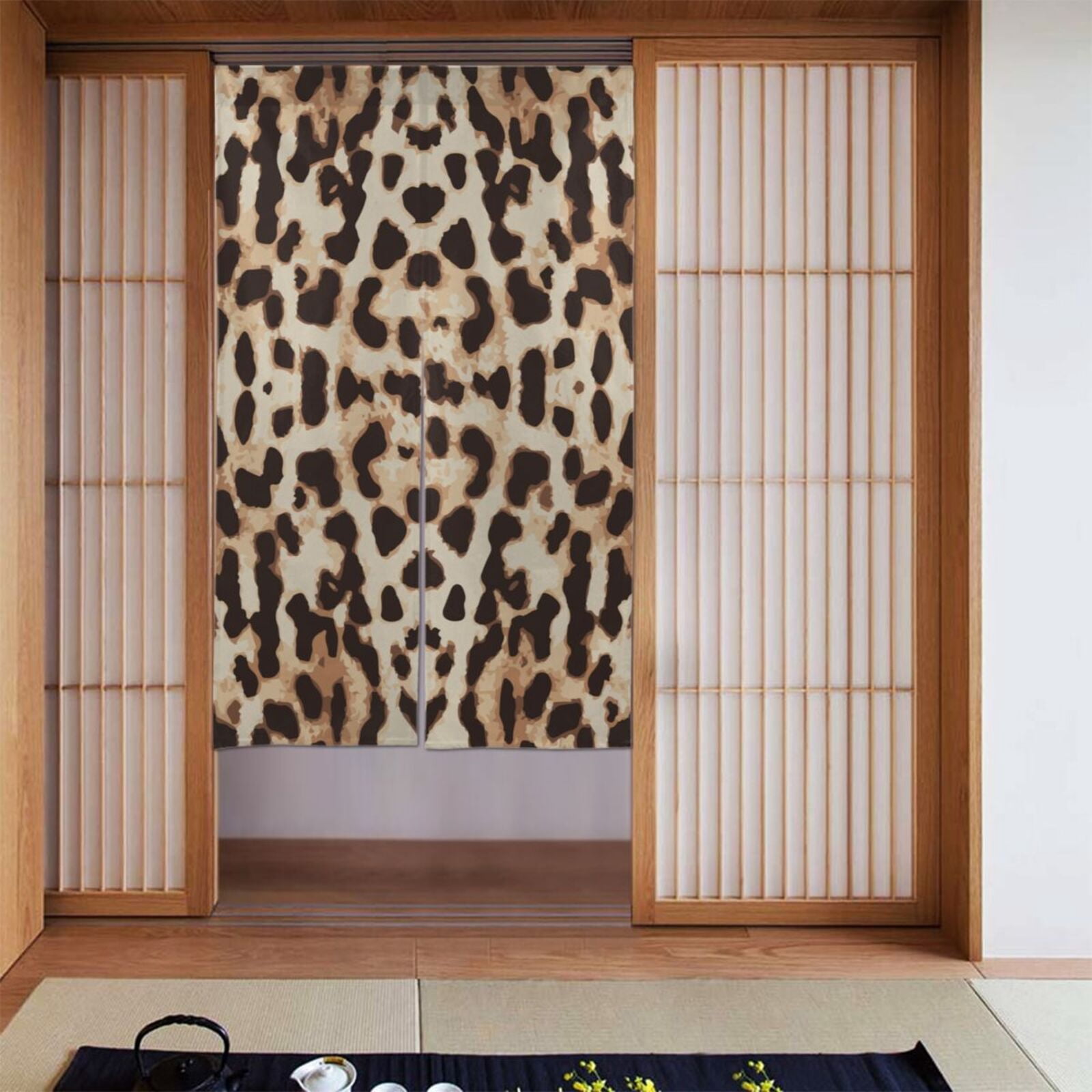 XMXT Japanese Noren Doorway Room Divider Curtain,Stylish Leopard