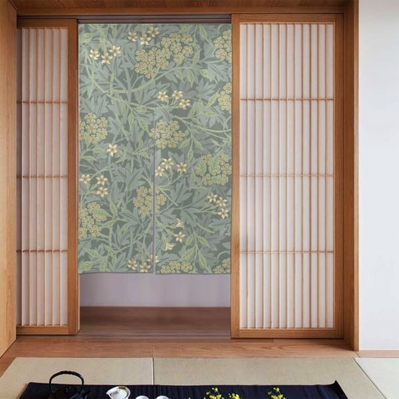 XMXT Japanese Noren Doorway Room Divider Curtain,Vintage Elegant Floral Restaurant Closet Door Entrance Kitchen Curtains, 34 x 56 inches