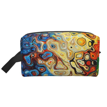 XMXT Large Capacity Makeup Bag, Abstract Structure Pattern Storage Bags Travel Toiletry Cosmetic Bag for Women Men