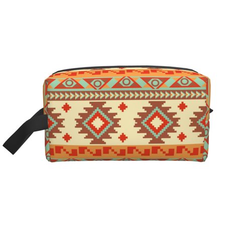 XMXT Large Capacity Makeup Bag, Aztec Native Style Prints Storage Bags Travel Toiletry Cosmetic Bag for Women Men
