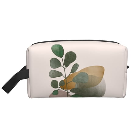 XMXT Large Capacity Makeup Bag, Boho Leaf Pattern Storage Bags Travel Toiletry Cosmetic Bag for Women Men