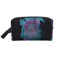 thumbnail image 1 of XMXT Large Capacity Makeup Bag, Brave Slogan Blue Pattern Storage Bags Travel Toiletry Cosmetic Bag for Women Men, 1 of 9