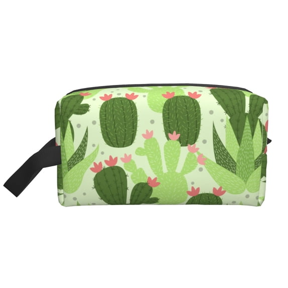 XMXT Large Capacity Makeup Bag, Cactus Aloe Pattern Travel Toiletry Bags Zippers Storage Cosmetic Bag for Women Men, One Size