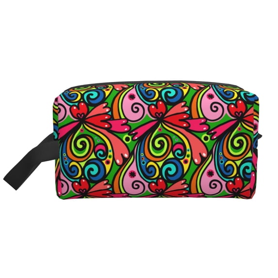 XMXT Large Capacity Makeup Bag, Cartoon Doodle Storage Bags Travel Toiletry Cosmetic Bag for Women Men