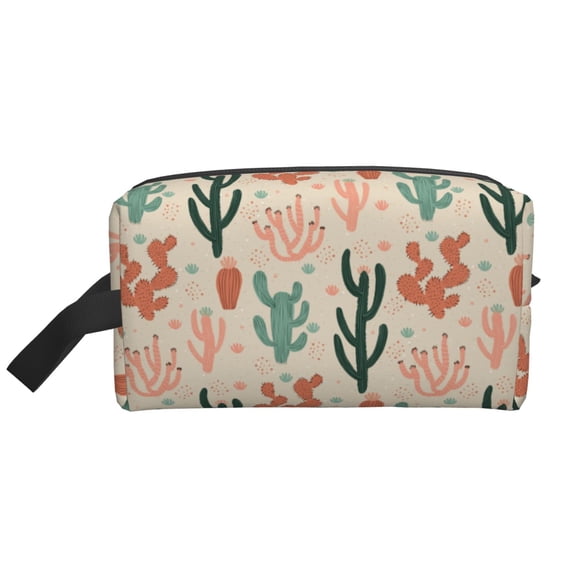 XMXT Large Capacity Makeup Bag, Colorful Cactus Design Travel Toiletry Bags Zippers Storage Cosmetic Bag for Women Men, One Size