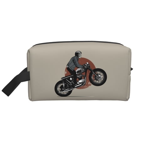 XMXT Large Capacity Makeup Bag, Flying Car Skull Pattern Storage Bags Travel Toiletry Cosmetic Bag for Women Men