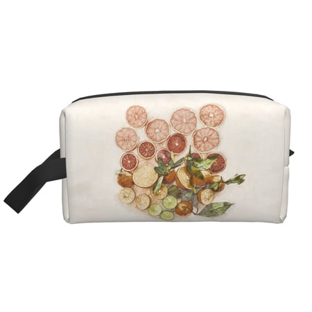XMXT Large Capacity Makeup Bag, Grapefruit Lemon Slices Pattern Storage Bags Travel Toiletry Cosmetic Bag for Women Men