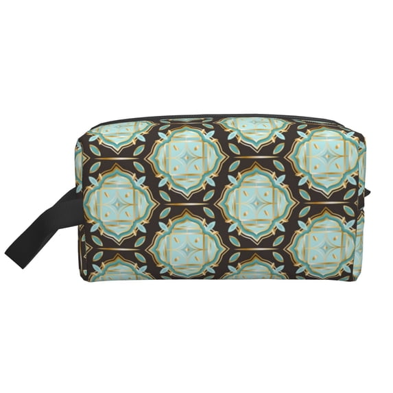 XMXT Large Capacity Makeup Bag, Vintage Geometric Decoration Travel Toiletry Bags Zippers Storage Cosmetic Bag for Women Men, One Size