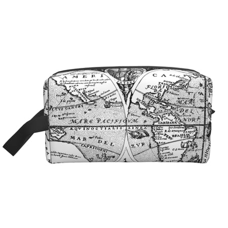 XMXT Large Capacity Makeup Bag, Vintage Ocean Map Print Storage Bags Travel Toiletry Cosmetic Bag for Women Men