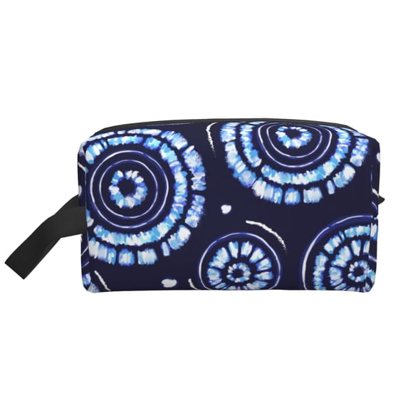 XMXT Large Capacity Makeup Pouch Bag, Blue Dots Decoration Make Up Storage Bag Cosmetic Travel Toiletry Bags for Women Men, One Size