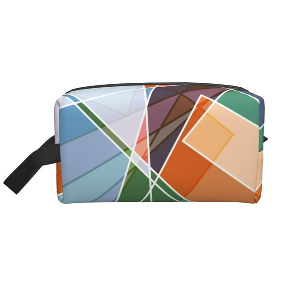 XMXT Large Capacity Makeup Pouch Bag, Colorful Irregular Geometric Patterns Make Up Storage Bag Cosmetic Travel Toiletry Bags for Women Men, One Size