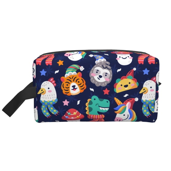 XMXT Large Capacity Makeup Pouch Bag, Funny Animal Cartoon Portrait Make Up Storage Bag Cosmetic Travel Toiletry Bags for Women Men, One Size