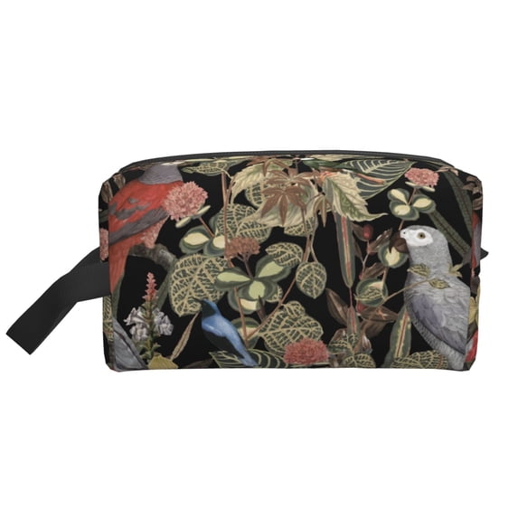 XMXT Large Capacity Makeup Pouch Bag, Realistic Botanical Parrot Make Up Storage Bag Cosmetic Travel Toiletry Bags for Women Men, One Size