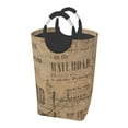 thumbnail image 1 of XMXT Large Collapsible Laundry Hamper, News Old Fashioned Prints Laundry Basket with Aluminum Handle, 50L Brown, 1 of 7