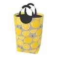 thumbnail image 1 of XMXT Large Collapsible Laundry Hamper, Yellow Lemon Cartoon Print Laundry Basket with Aluminum Handle, 50L Yellow, 1 of 7