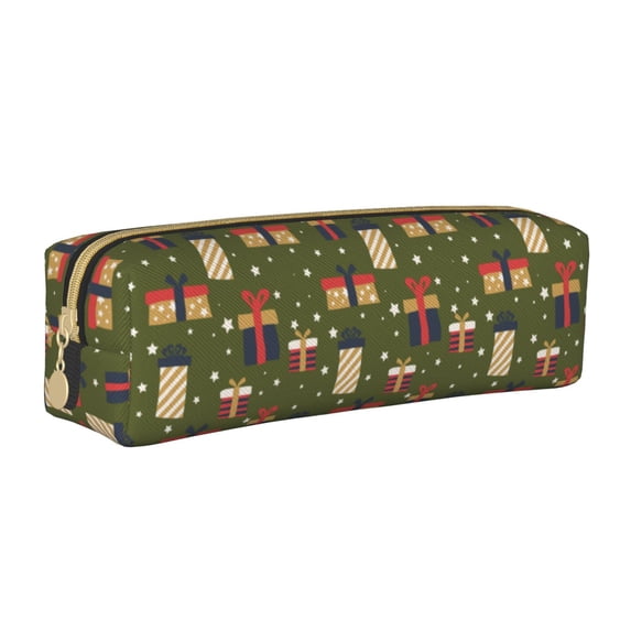 XMXT Leather Pencil Case, Nice Christmas Gift Boxes Print Large Capacity Pencil Pouch for Student Teens Women