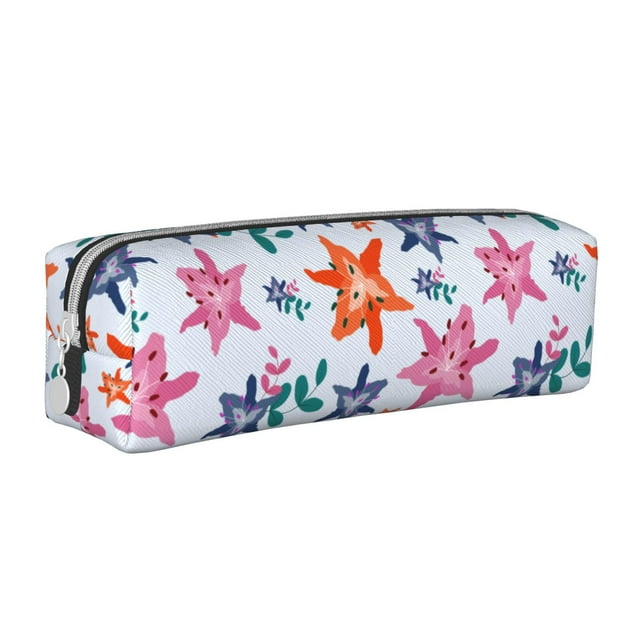 XMXT Leather Pencil Case, Pink Donut Candy Large Capacity Pencil Pouch